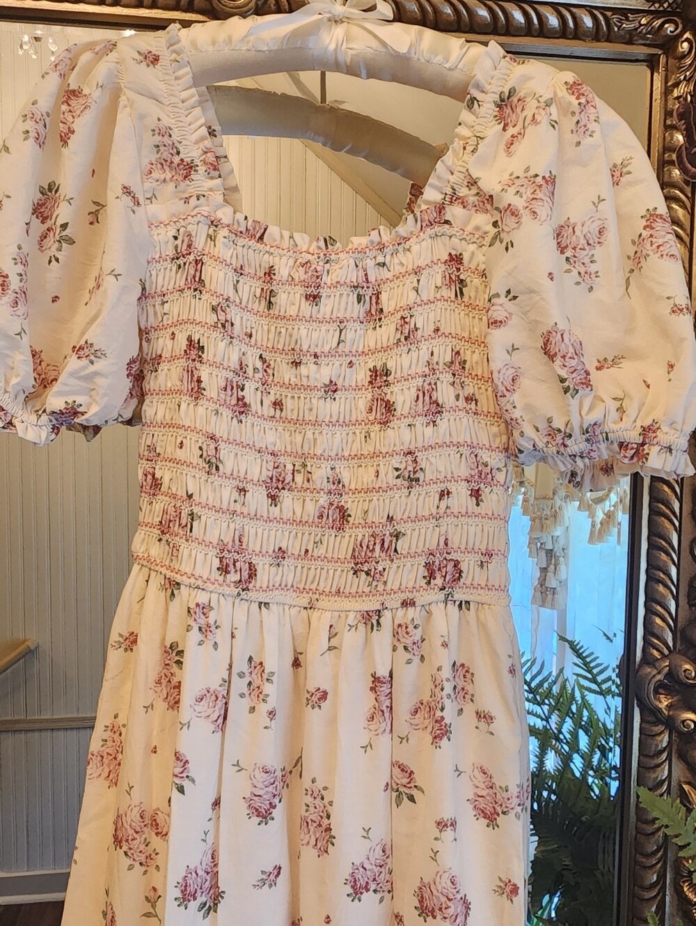 Storia Cream Maxi Dress with Pink Floral Print - Picture 3 of 8